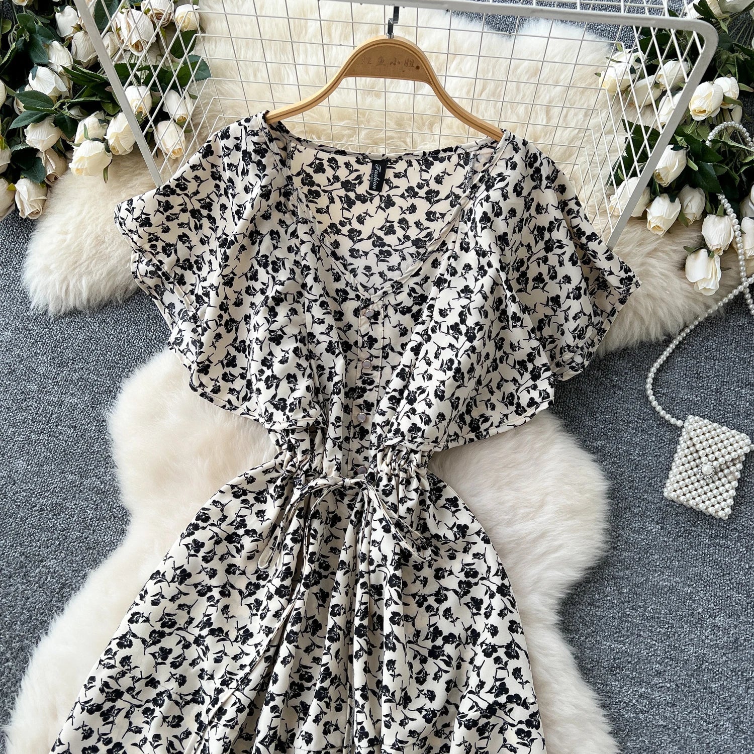 Floral Print Sundress V Neck A Line For Summer Party