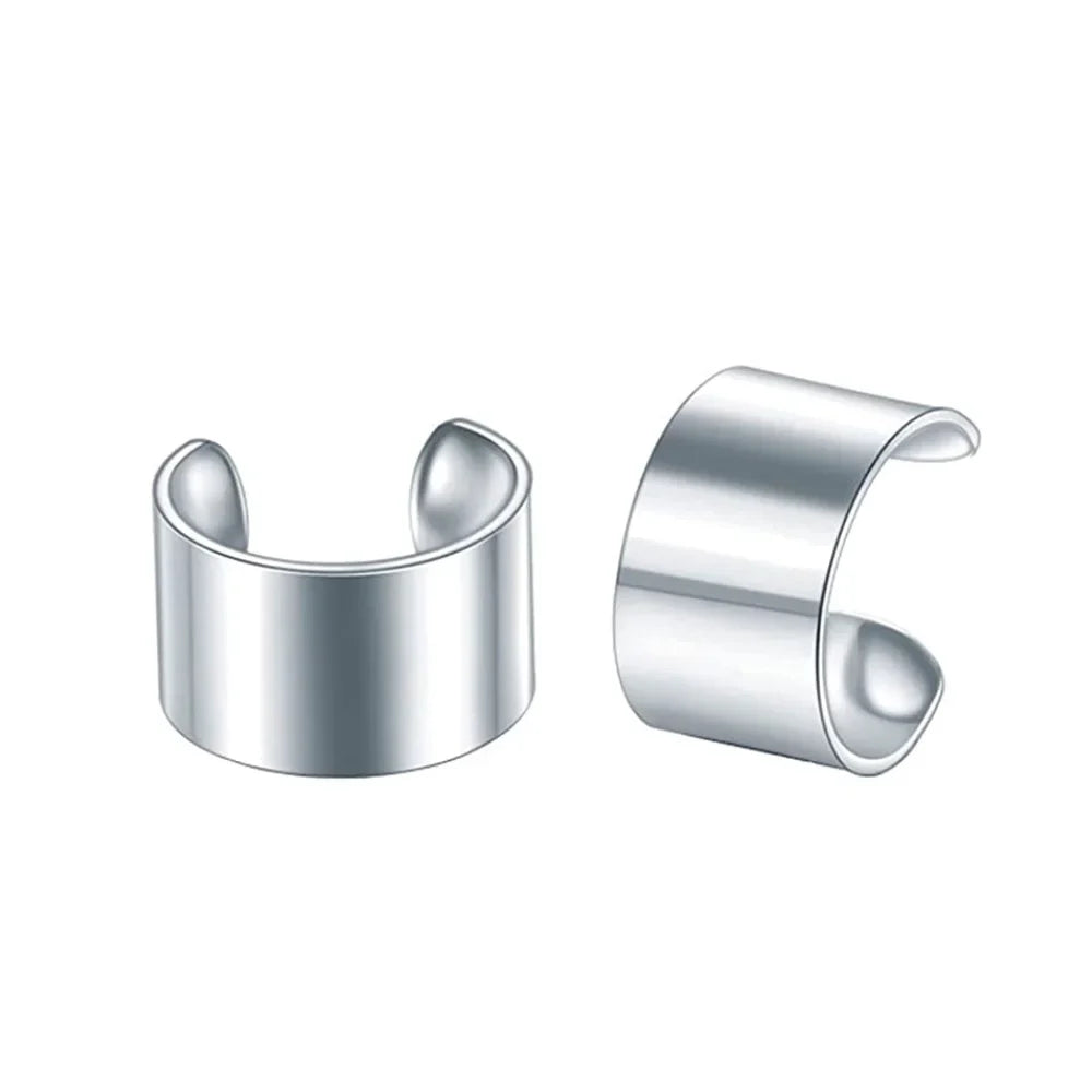 Magnetic Clip Earrings Stainless Steel Non-Piercing Stud Earrings for Men and Women with Black CZ