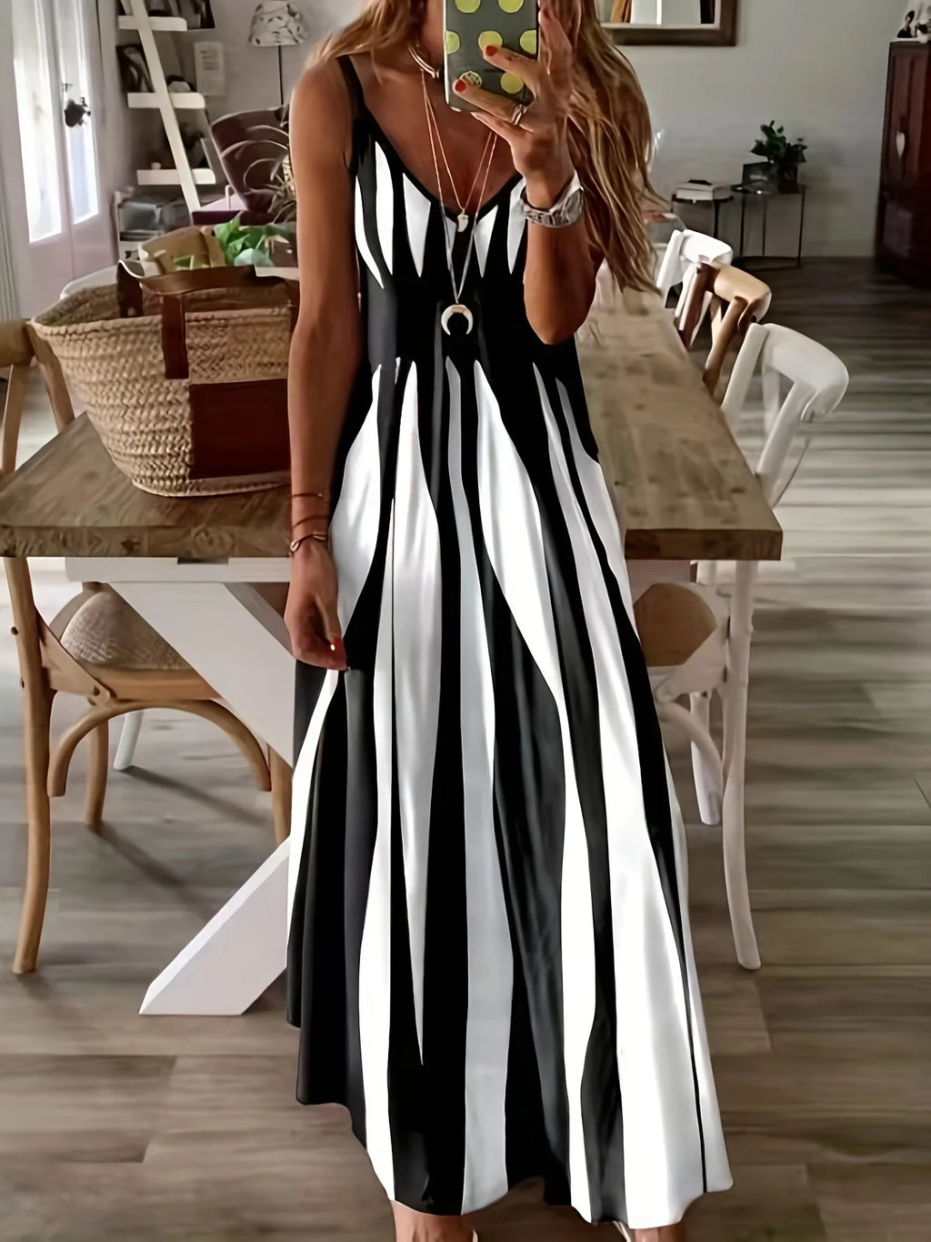 Plus Size Printed V Neck Maxi Dress For Spring Summer
