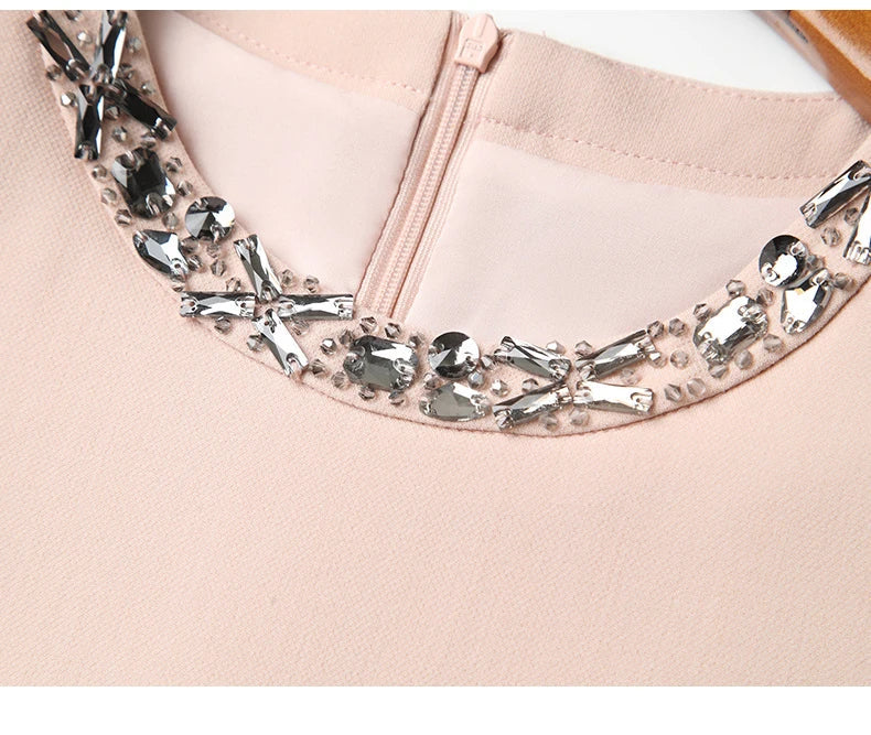 Elegant O Neck Embroidered A Line Dress For Women Office