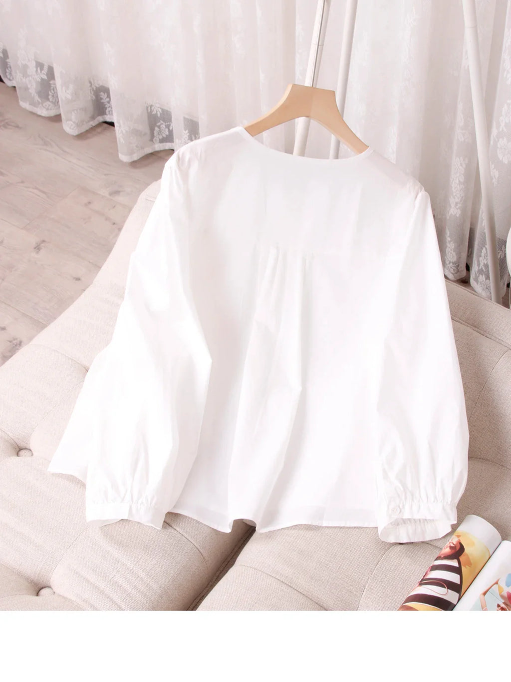 Women's Round Neck Pure Cotton White Shirt Breathable Comfortable Travel and Daily Wear Essential