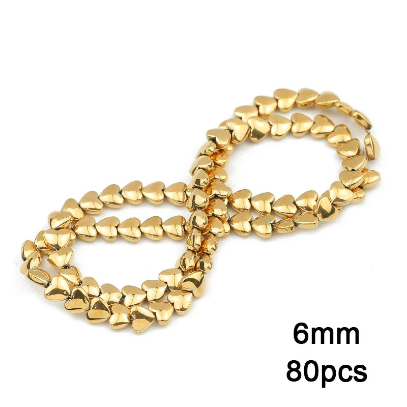 Hematite Natural Stone Gold Plated Loose Beads for DIY Jewelry Making - Star and Heart Shapes