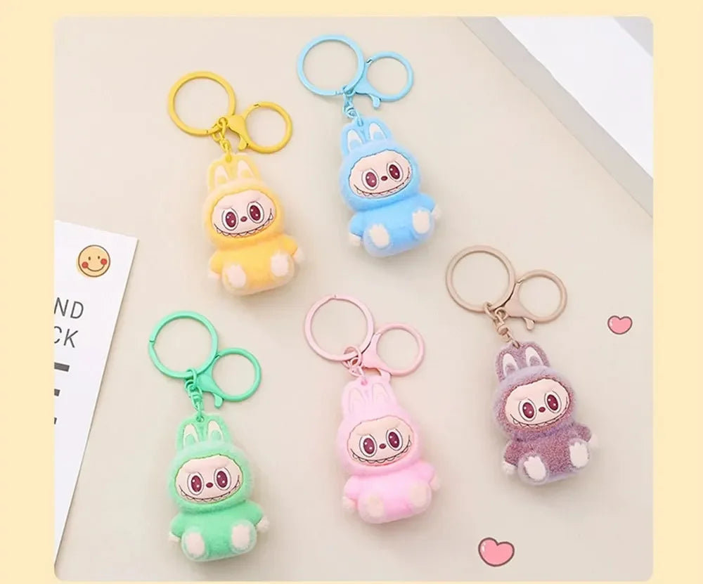 Kawaii Labubu Doll Keychain Cute PVC Pendant Toy Phone Bag Charm Car Accessories