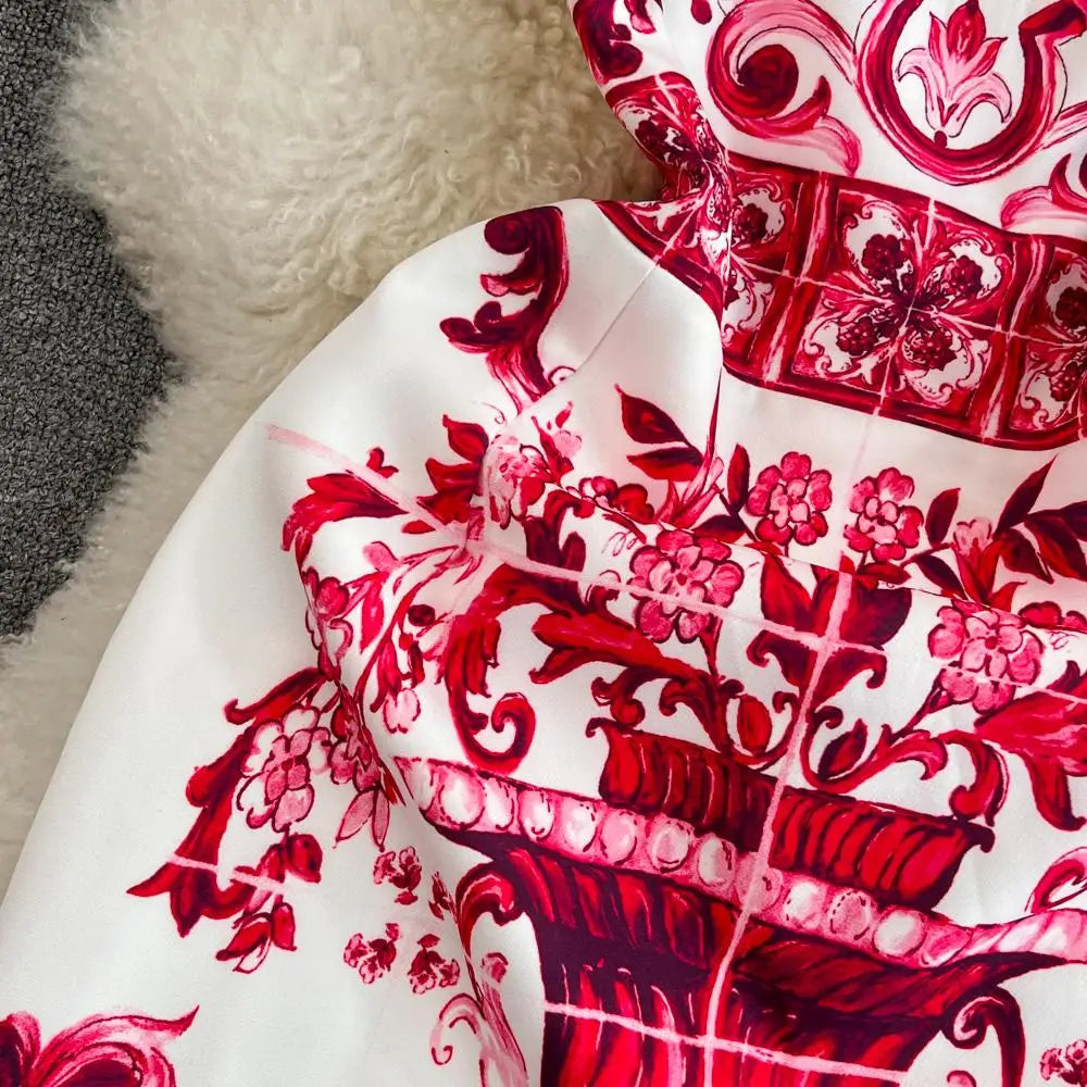 Floral Print Sleeveless Mini Dress for Summer Vacation