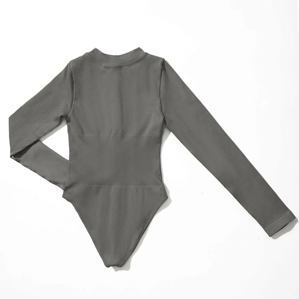 Bodycon Long Sleeve Jumpsuit for Women Zipper Romper Playsuit Fashion Streetwear Autumn Winter Slim Fit Bodysuit