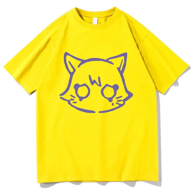 Cute Genshin Impact Scaramouche Cat T Shirt for Men and Women Unisex Cotton Graphic Summer Top