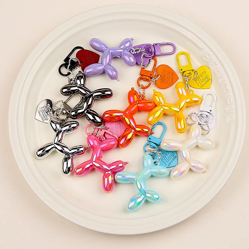 Cute Y2K Acrylic Cartoon Balloon Dog Keychain for Women Bag Pendant and Car Accessory