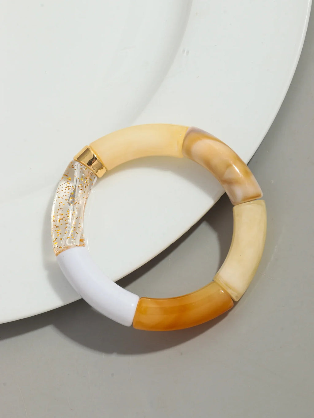 Boho Chunky Bamboo Stackable Bracelet for Women with Colorful Tube Beads and Elastic Design