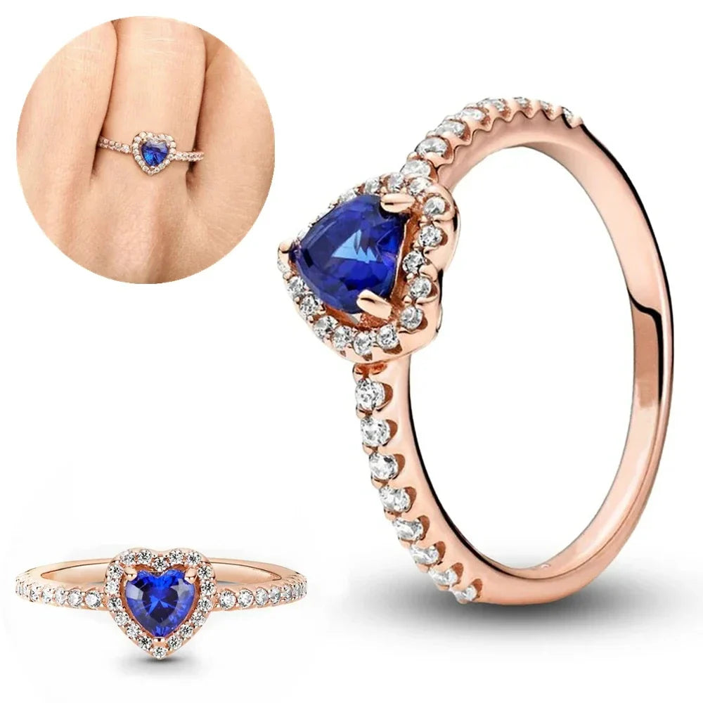 Red White Pink Crystal Rings for Women Luxury Wedding Jewelry Accessories