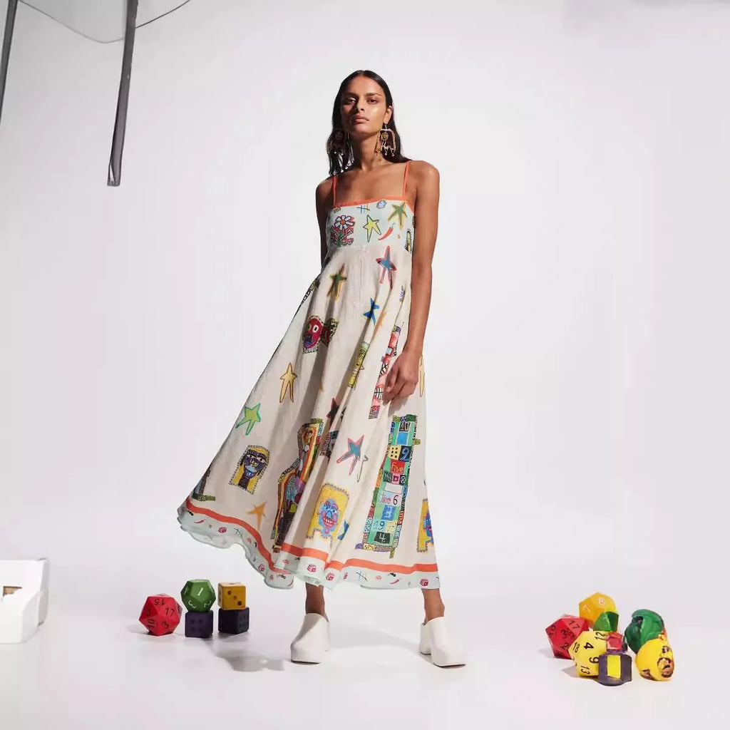 Printed Strapless Maxi Dress For Women Beach Summer