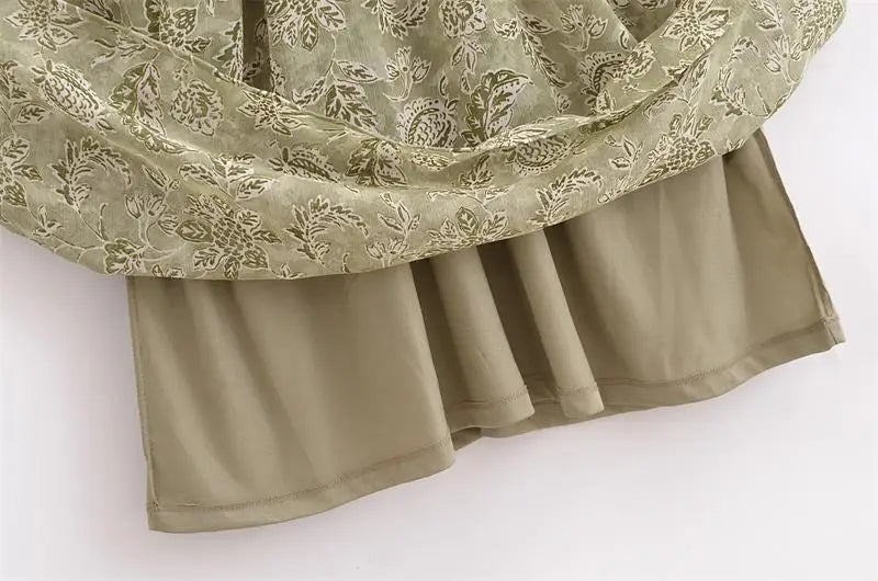 Chiffon Print V Neck Dress For Women Elegant Long Evening