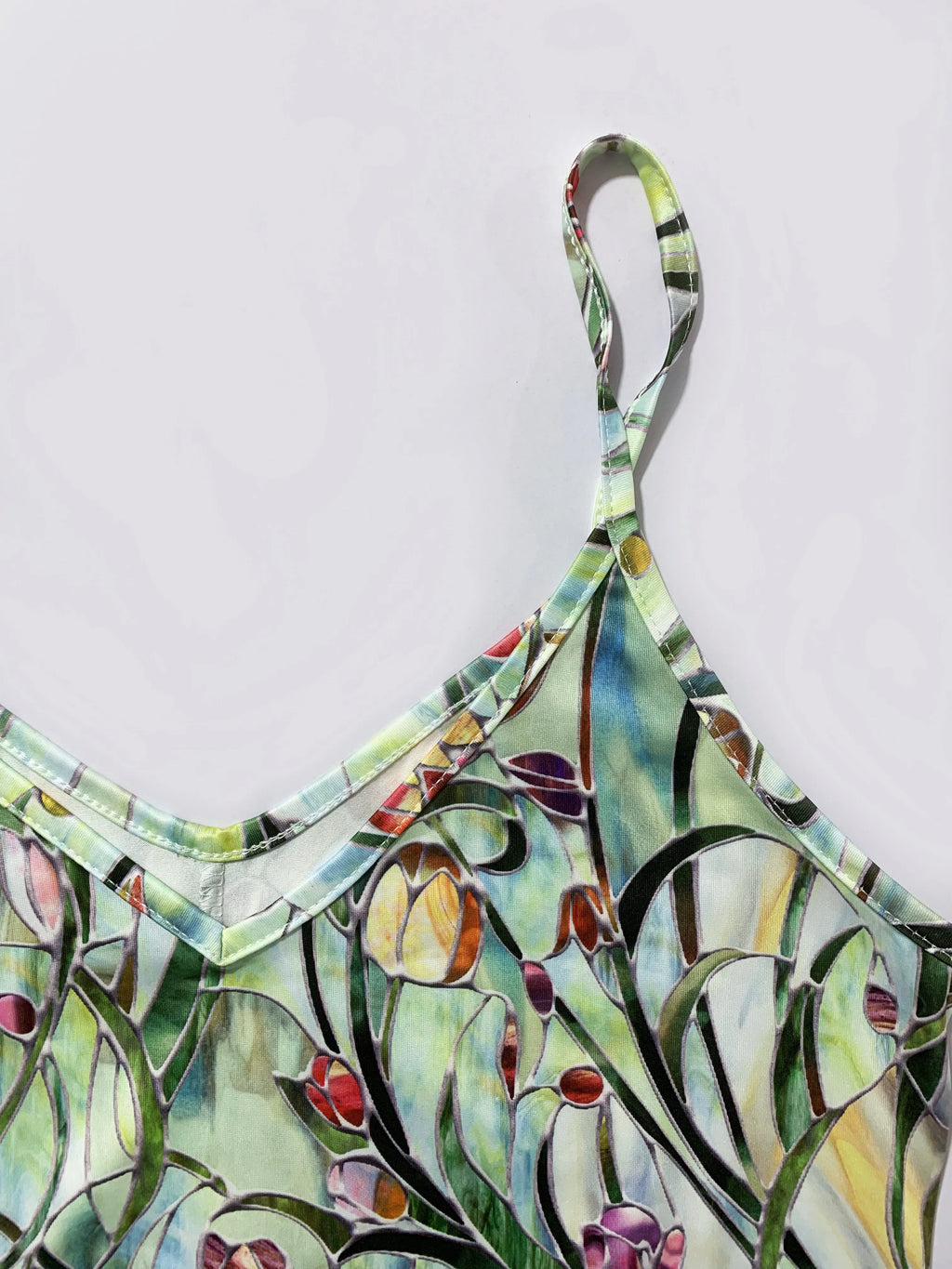 Floral Strapless Dress With Painted Flower Pattern Print