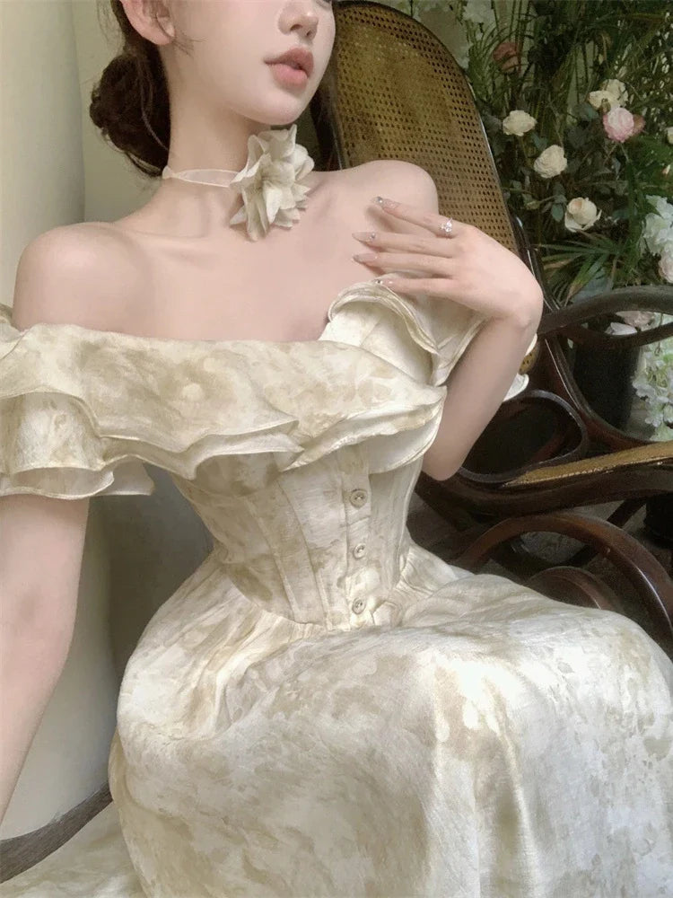 Elegant Vintage Aline Party Dress For Women Casual Prom