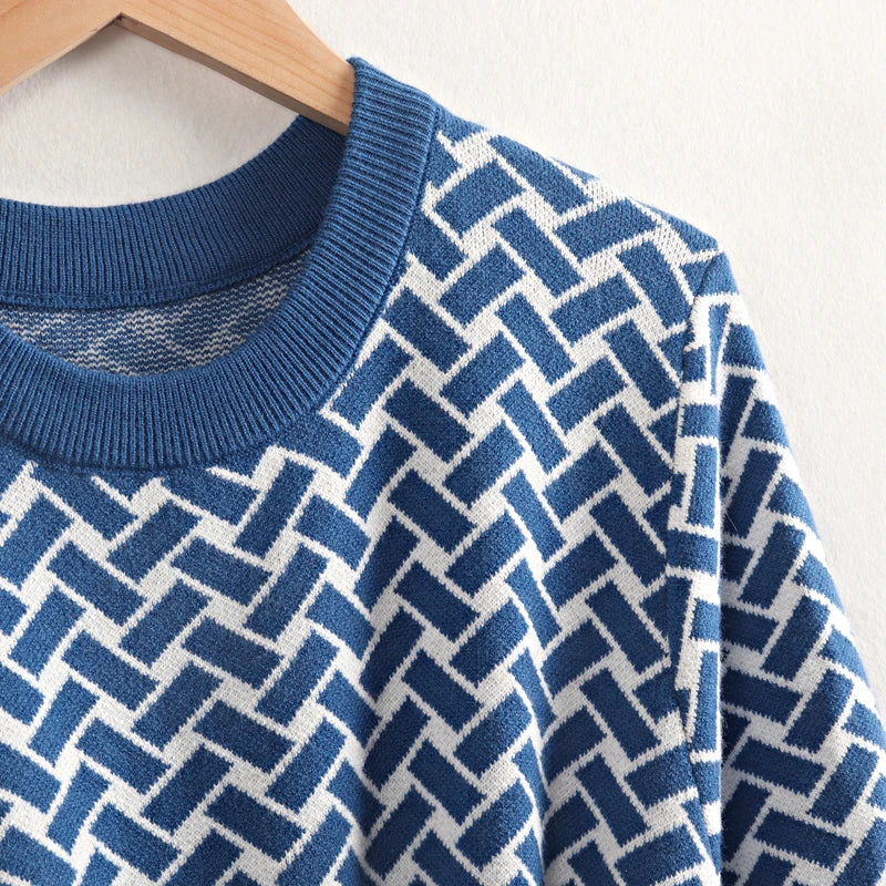 Jacquard Knit Sweater Dress With Belt Elegant Pleated Maxi