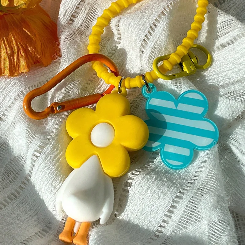 Cute Cartoon Yellow Duck Keychain Personalized Fashionable Pendant for Students