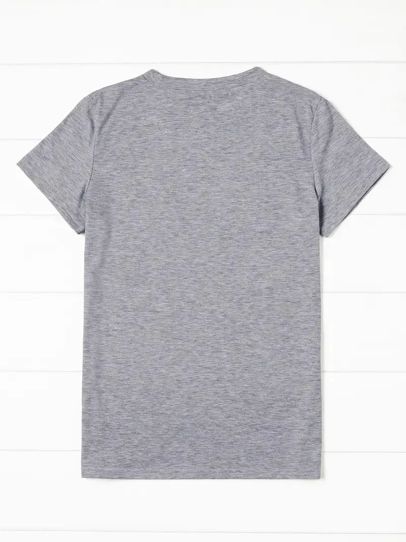 Women's Colorful Bear Print Casual Summer T-Shirt with Large Round Neck and Short Sleeves