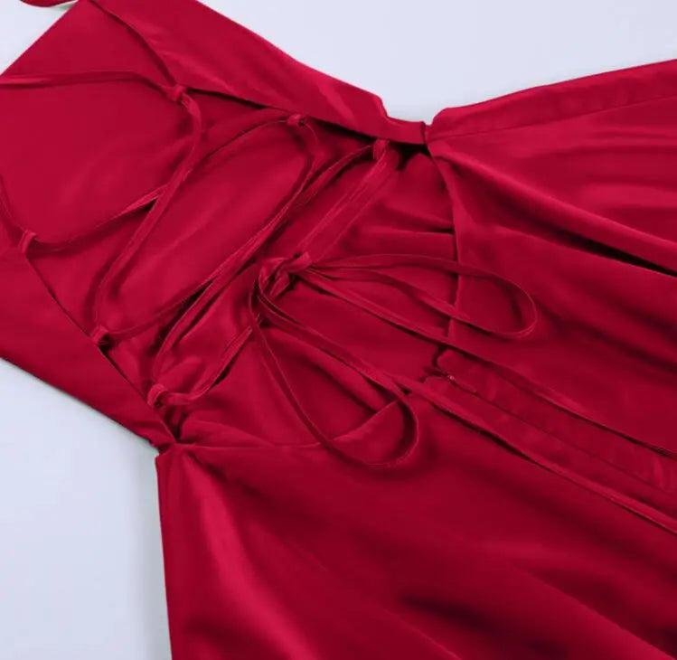 Satin Open Back Dress For Women Summer Sexy Fashion