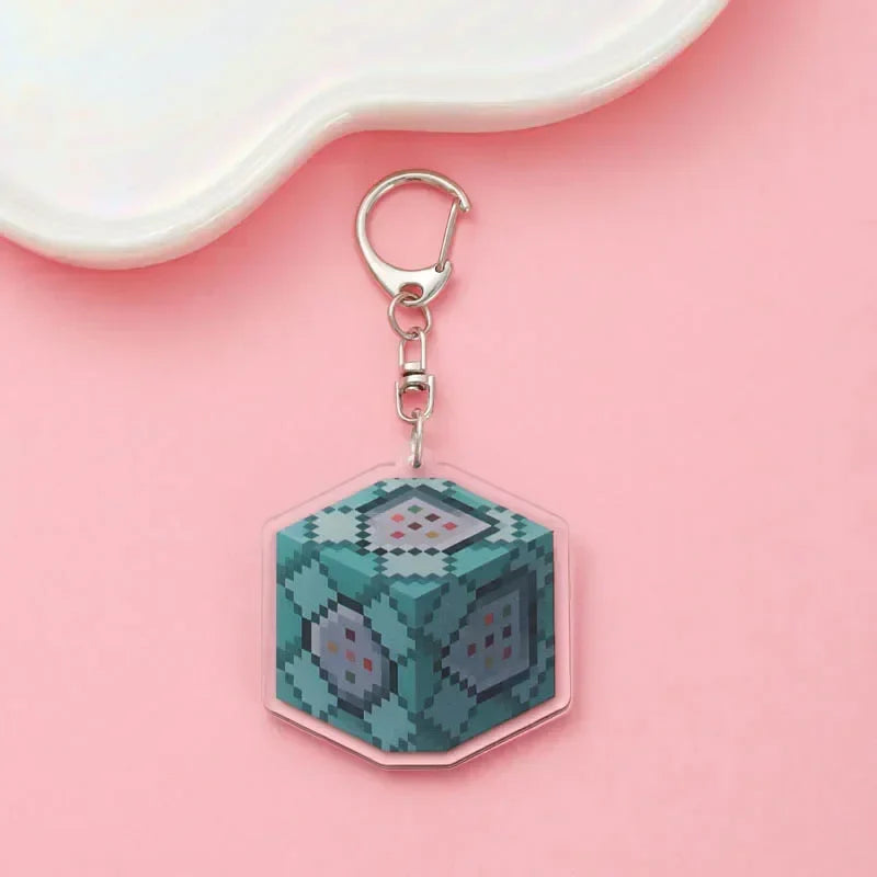 Diamond Sword Keychain with Enchanted Golden Apple and Pickaxe Model Toys for Gamers and Collectors