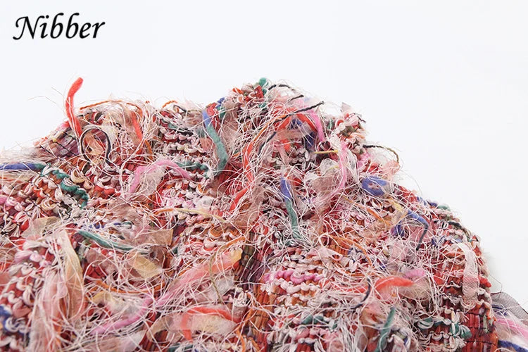 Crochet See Through Bodycon Dress With Colorful Tassels