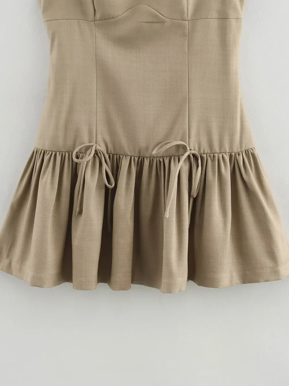 Bow Embellished Sleeveless Pleated Patchwork Dress Women