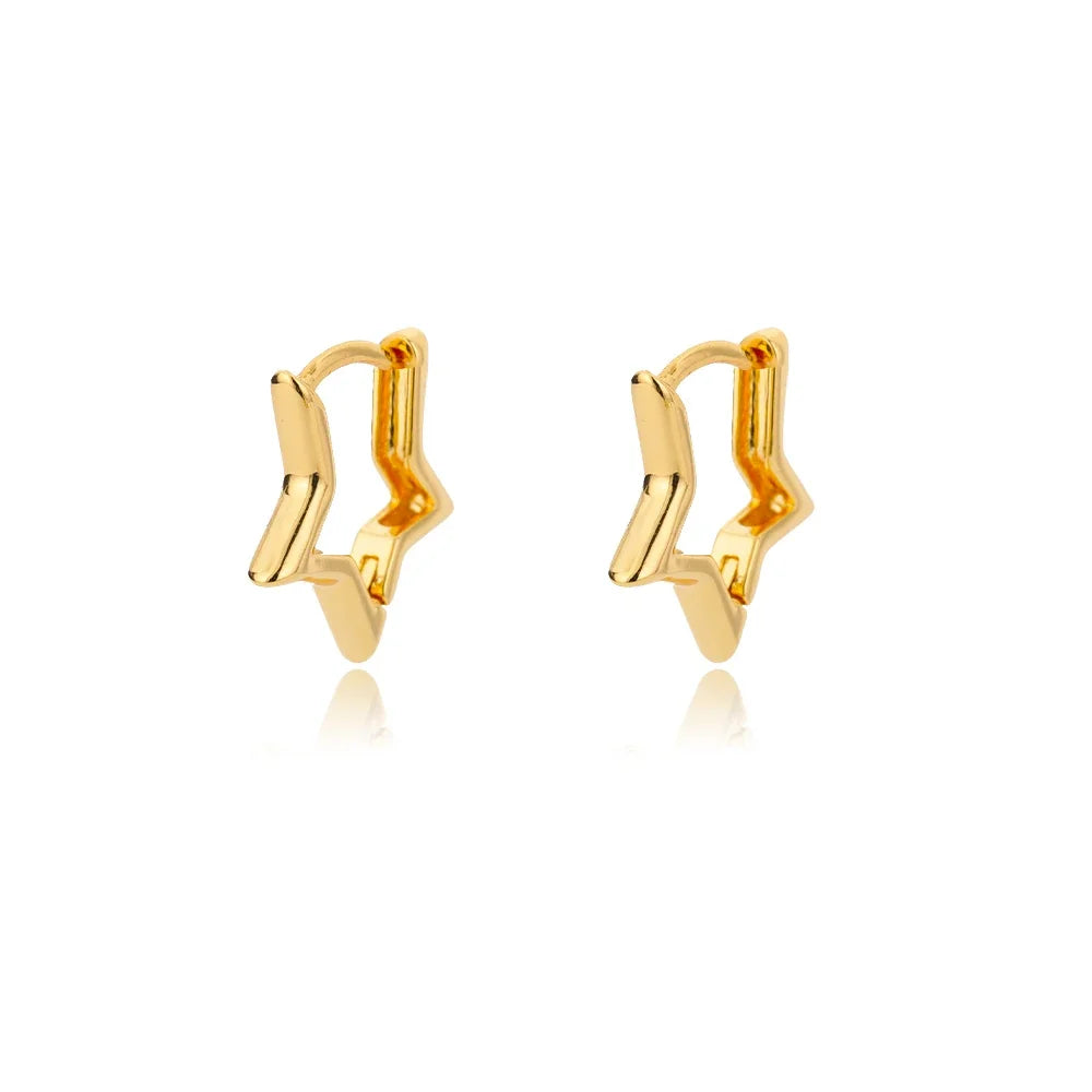 Stainless Steel Star Hoop Earrings for Women in Luxury Gold Color - Trendy Ear Jewelry Gift for Her