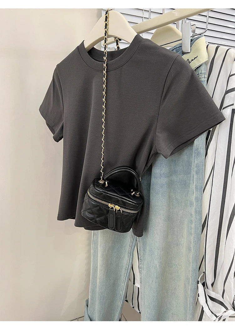 Oversized Cotton T-Shirt for Women, Short Sleeve Spring Tee with Trendy Print, Casual Y2K Style Top