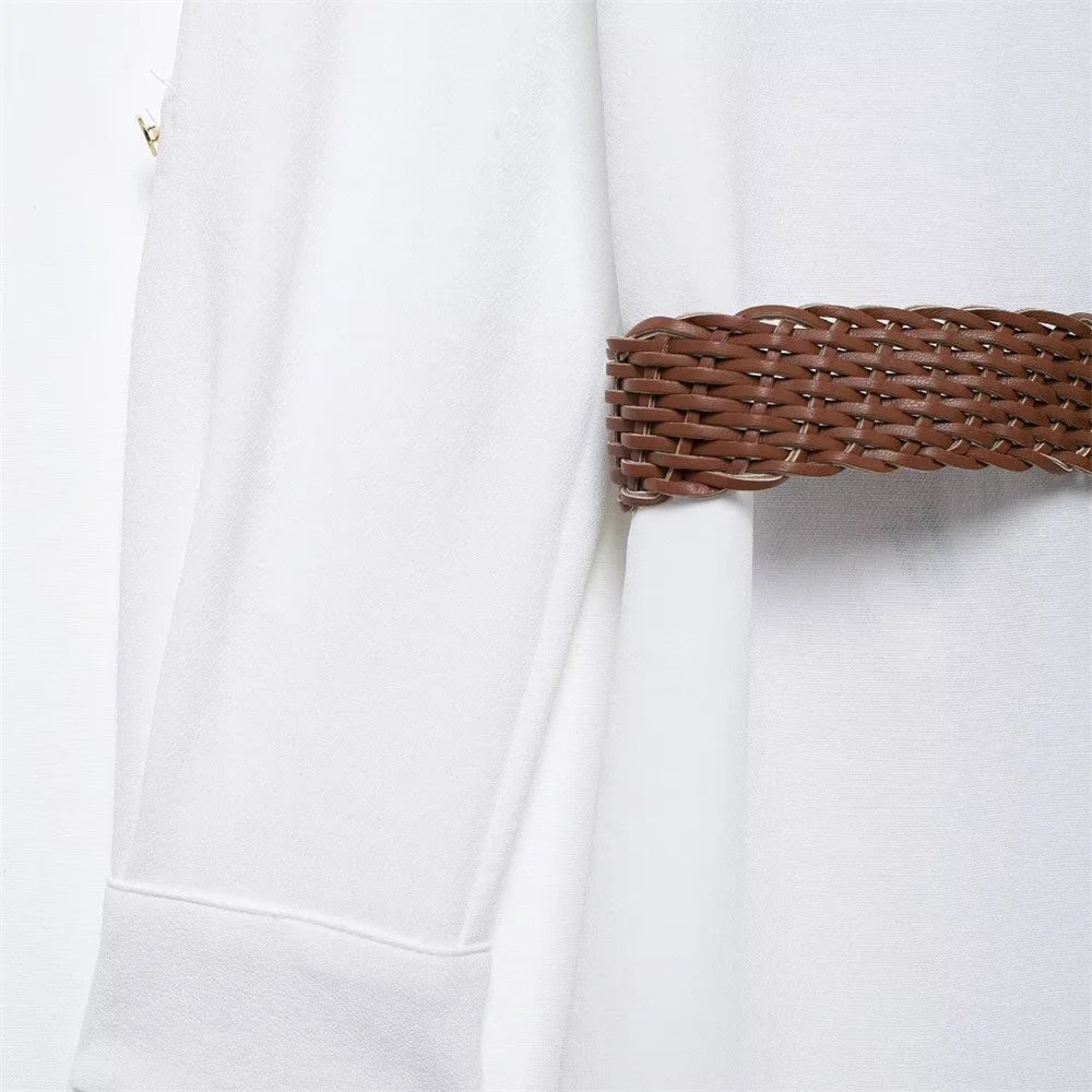 Belted Midi Shirt Dress With Flip Collar For Everyday Wear