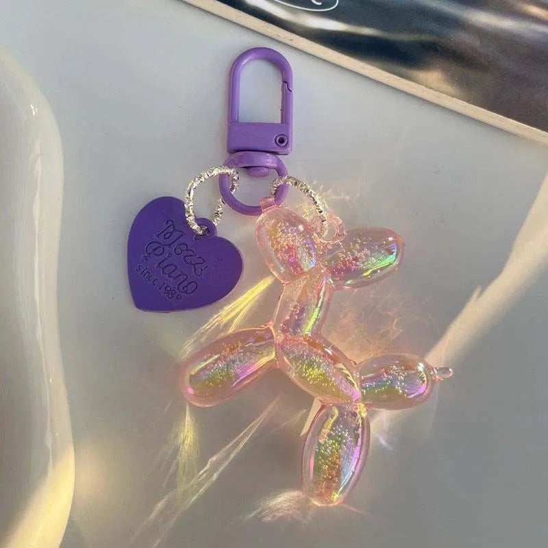 Cute Jelly Balloon Dog Keychain Pendant - Adorable Cartoon Dog Chain Keychain for Unisex Keys