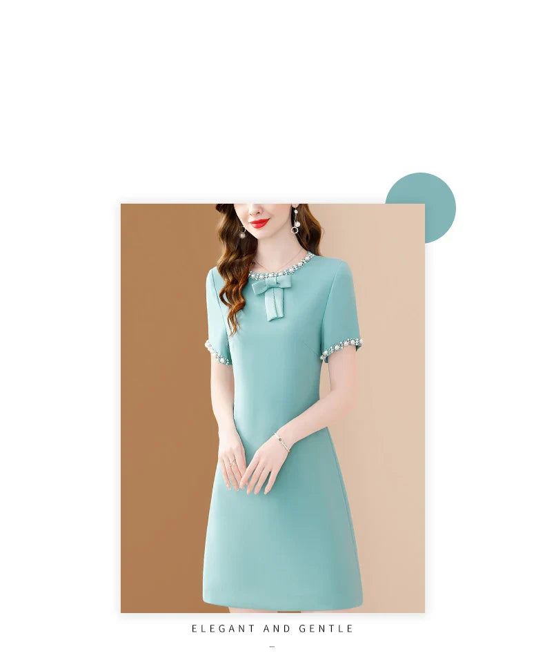 Embroidered Flare Dress For Women Office A Line Style