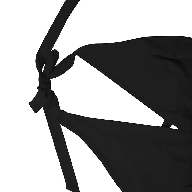 Summer Mini Dress Solid Sleeveless Backless V Neck Halter