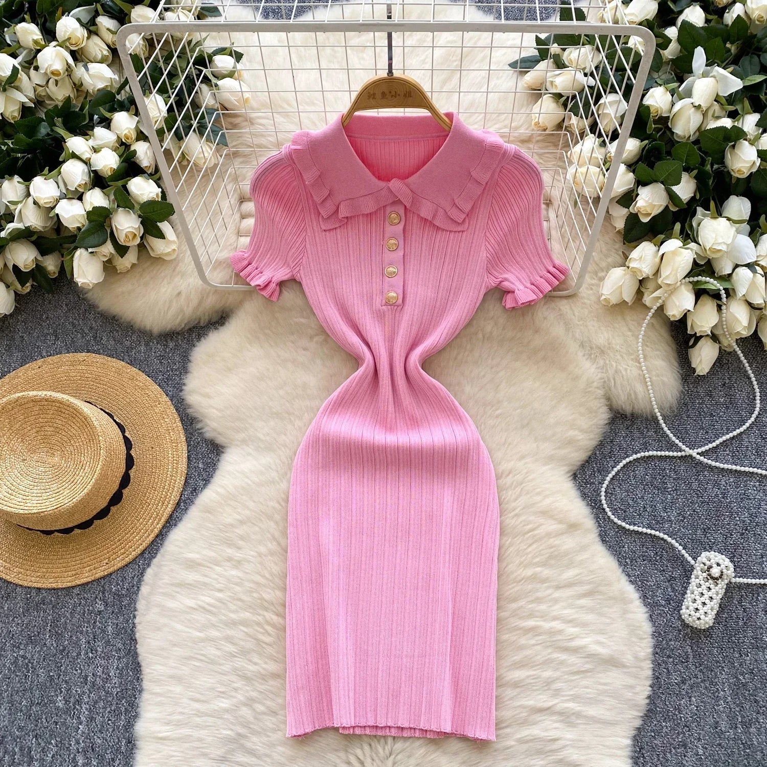 Knit Bodycon Sundress for Women With Striped Pattern