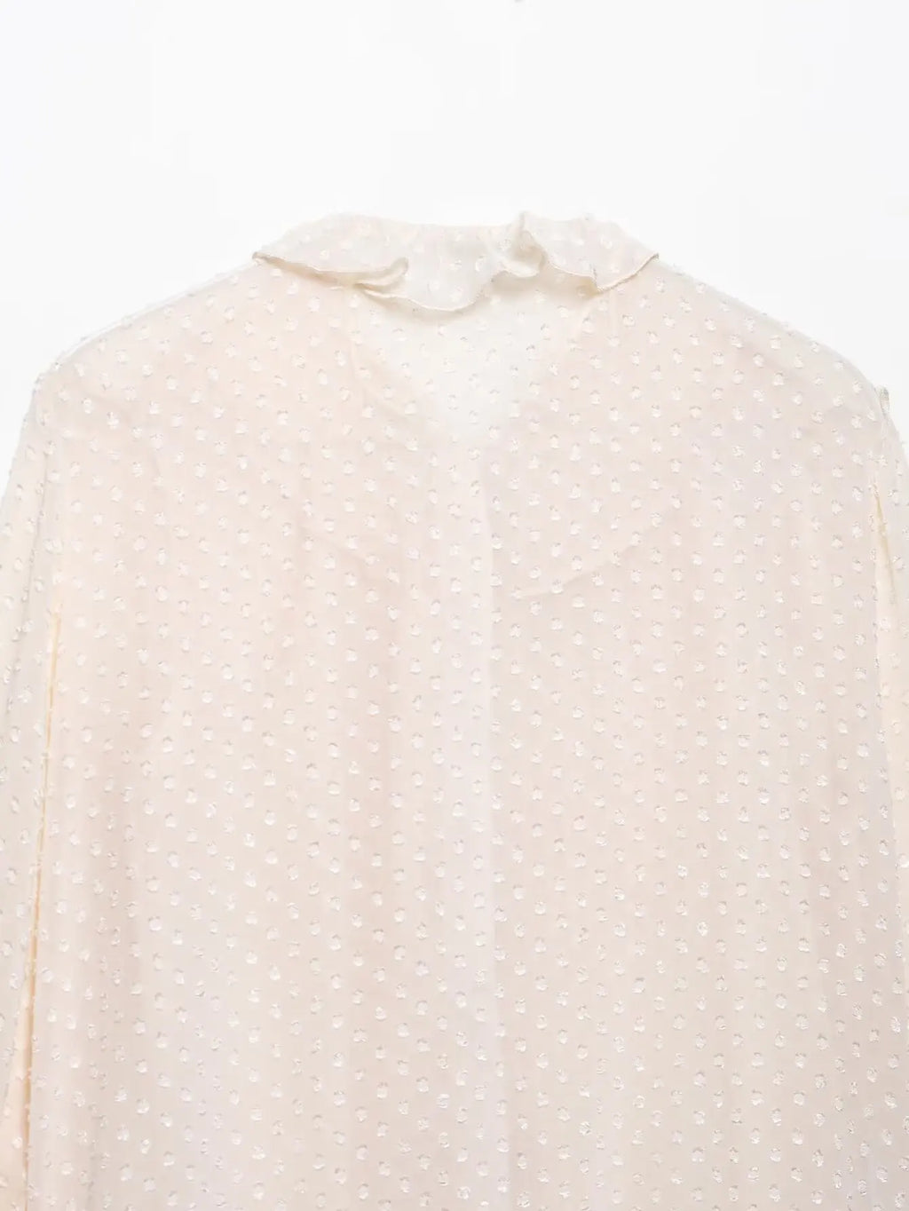 Women's Cascading Ruffles Polka Dot Chiffon Blouse Full Sleeve Office Shirt Elegant Business Top