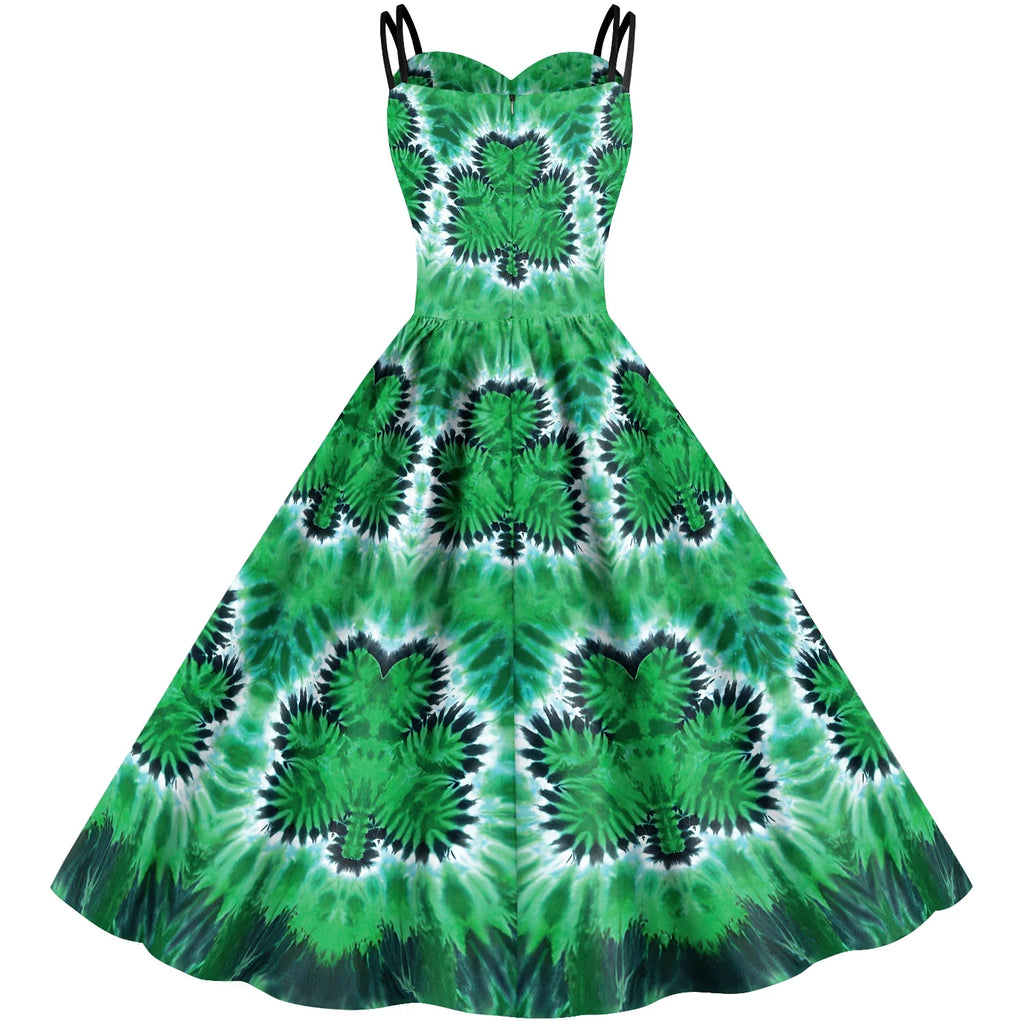 St Patrick's Day Shamrock Tie Dye Wrap Dress For Women
