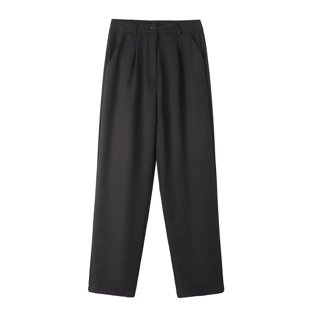 Spring Summer Women's Casual Loose Solid Color Suit Set with Pants and Top