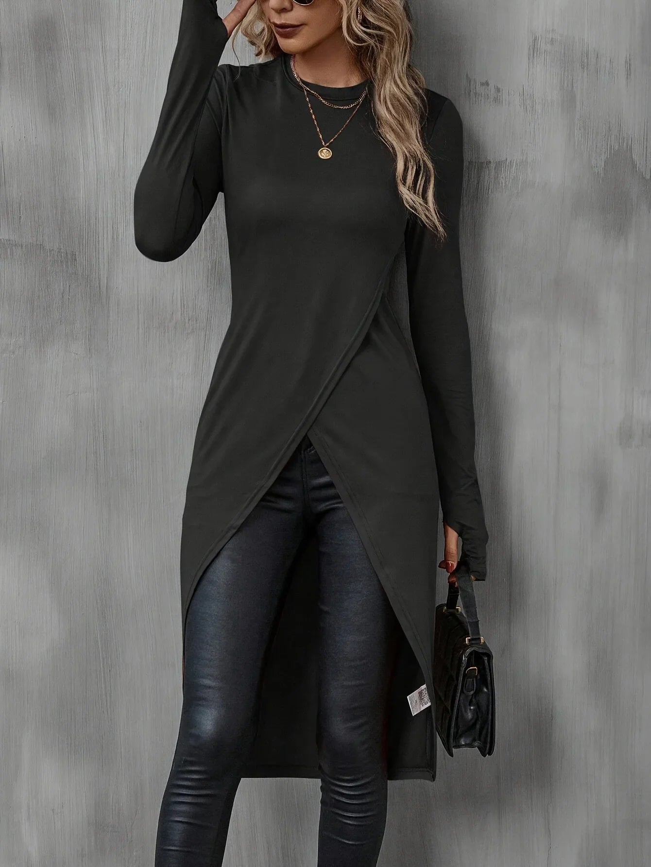 Plus Size Long T Shirt Slimming Casual Autumn Wear