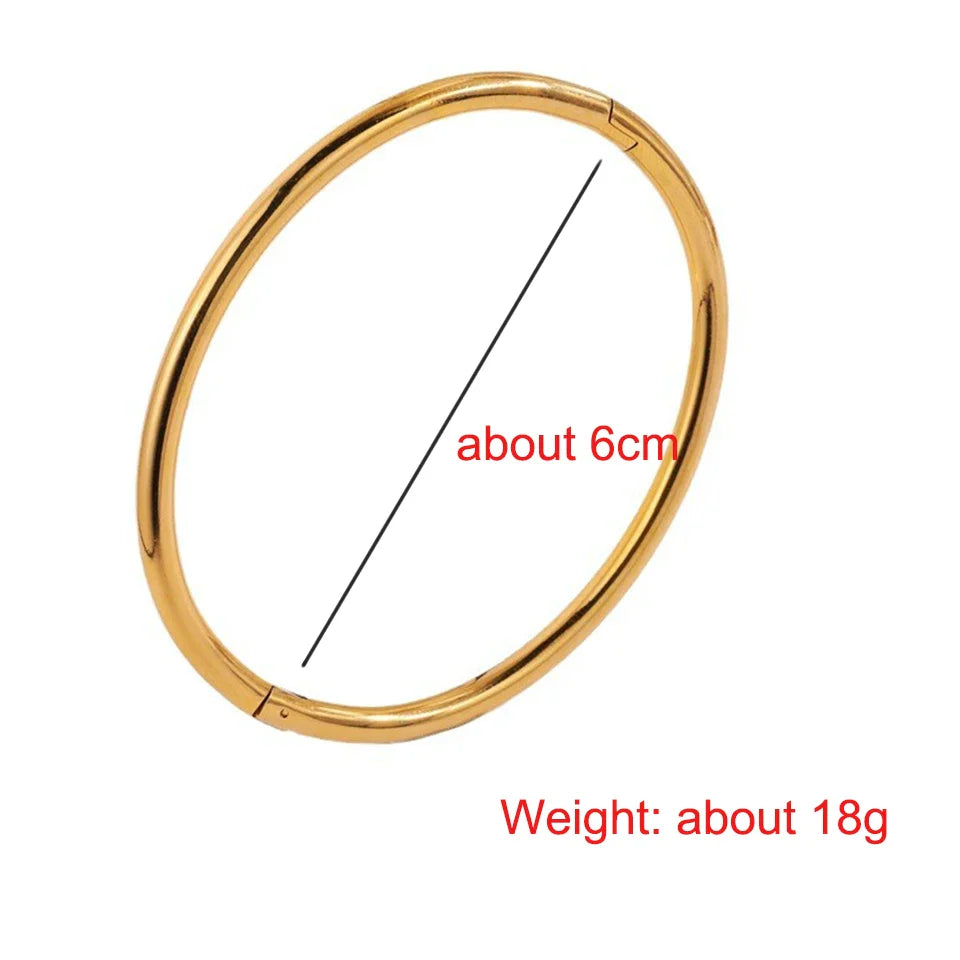 Waterproof Stainless Steel Cuff Bracelet for Women Smooth Openable Bangles Jewelry Gift