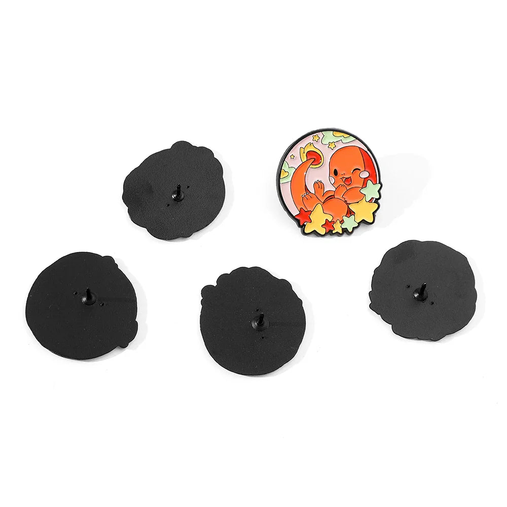 5 Pieces Cartoon Pokémon Charmander Metal Brooch Set Cute Enamel Lapel Pins for Backpack and Clothing Jewelry Accessories