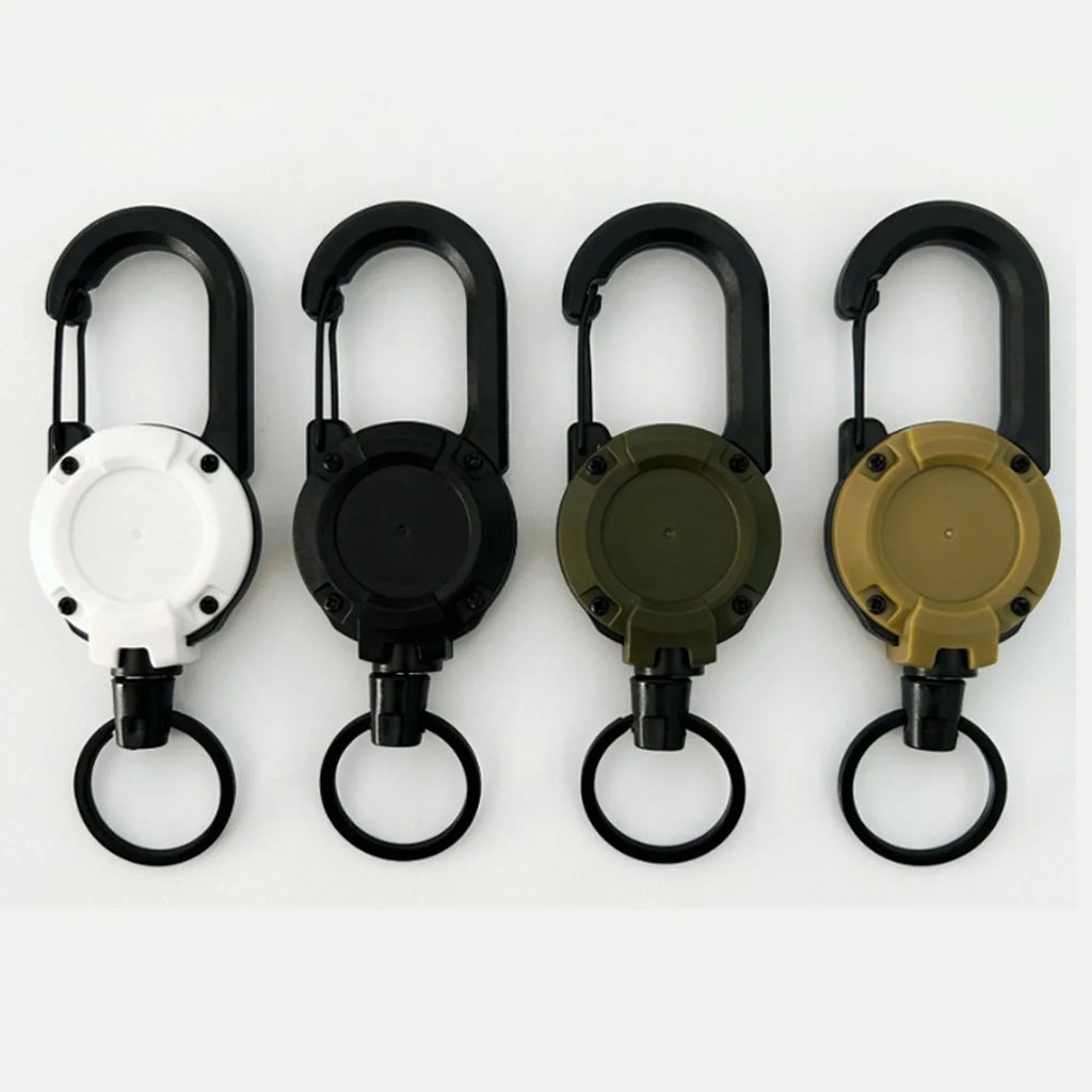 Heavy Duty Retractable Key Ring with Anti-Theft Metal Design and Easy-Pull Elastic Rope for Keys and Badges