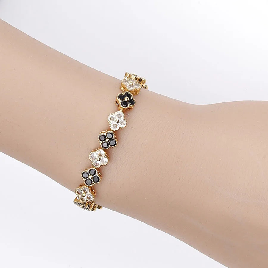 Rainbow Colorful Clover Zircon Bracelet Charming Crystal Jewelry Gift