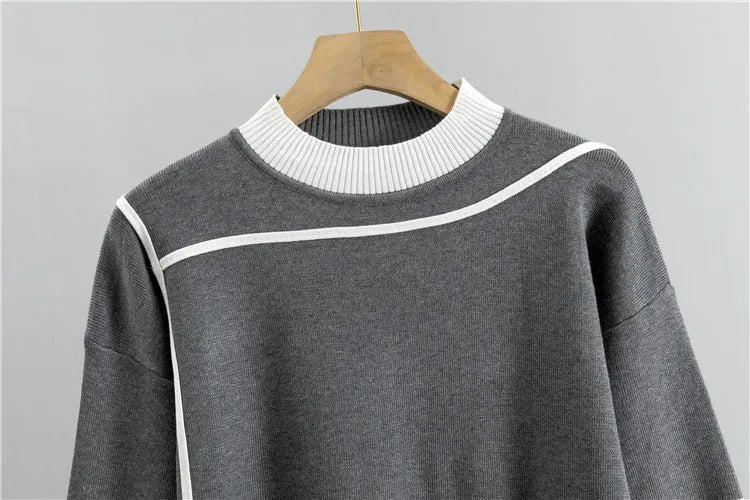 Knitted Casual Two Piece Set for Women Featuring Long Sleeve Pullover Sweater and Stylish Pants Suit