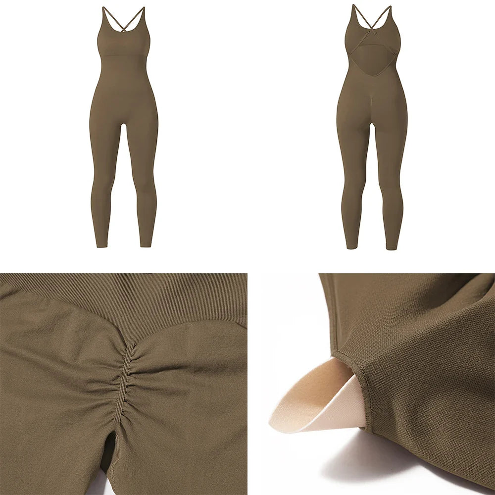 Solid Sexy Sleeveless Jumpsuit for Women Summer Backless Bodycon Romper Casual Playsuit Trendy Sportswear Streetwear