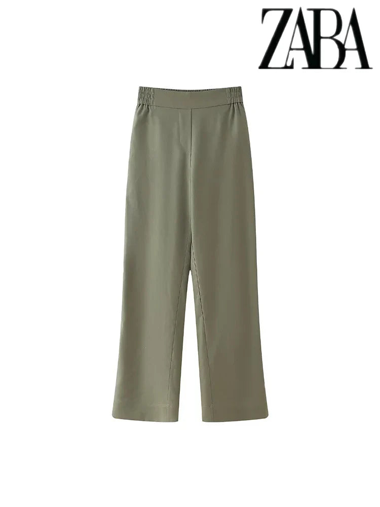 Women's Elegant Short Sleeve Tie Embellished Lapel Shirt and Solid Color Casual Pants Suit for Street Commuter Style