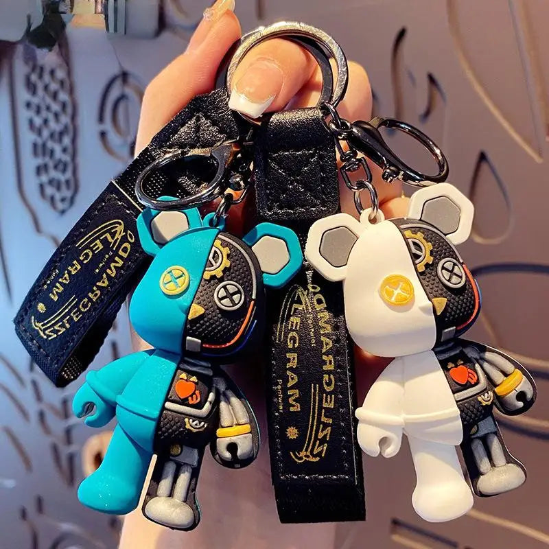 Cute Cartoon Mechanical Bear Keychain Pendant for Bags and Accessories