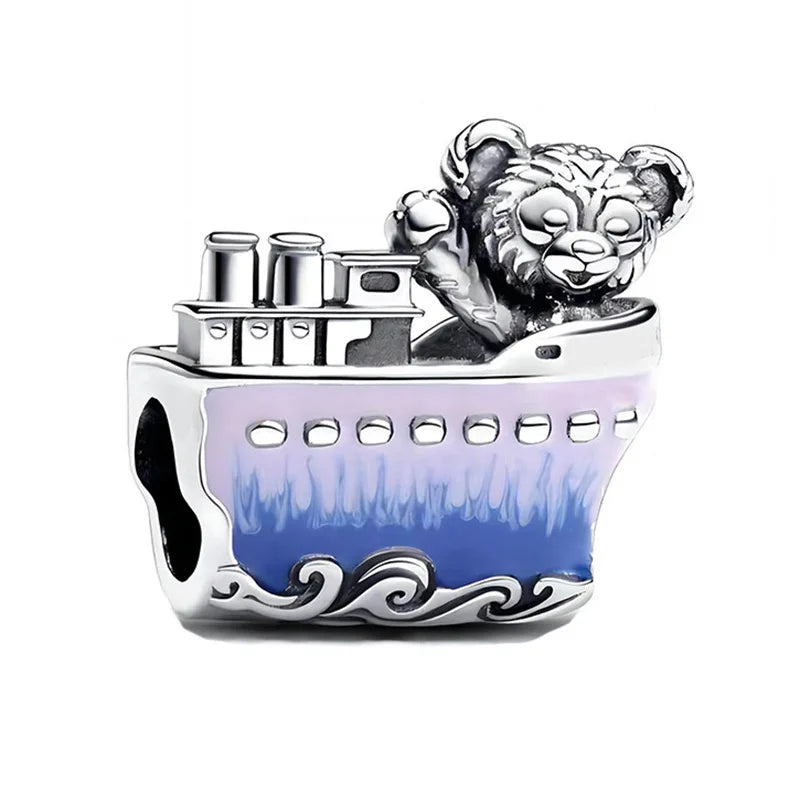 925 Sterling Silver Disney Minnie Mickey Charm Bead for Original Pendant Bracelet DIY Jewelry