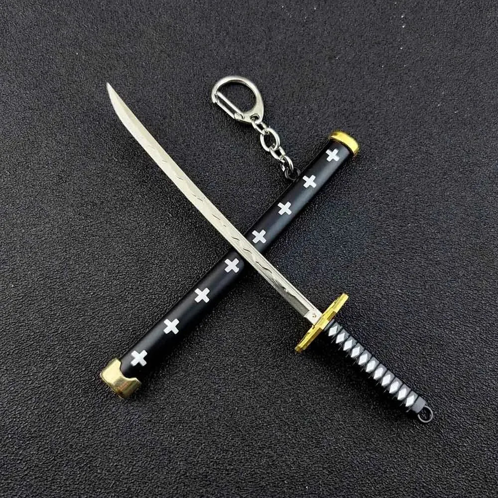 Mini Roronoa Zoro Samurai Sword Keychain Anime Katana Scabbard Ring for Men and Women Cosplay Jewelry Gift