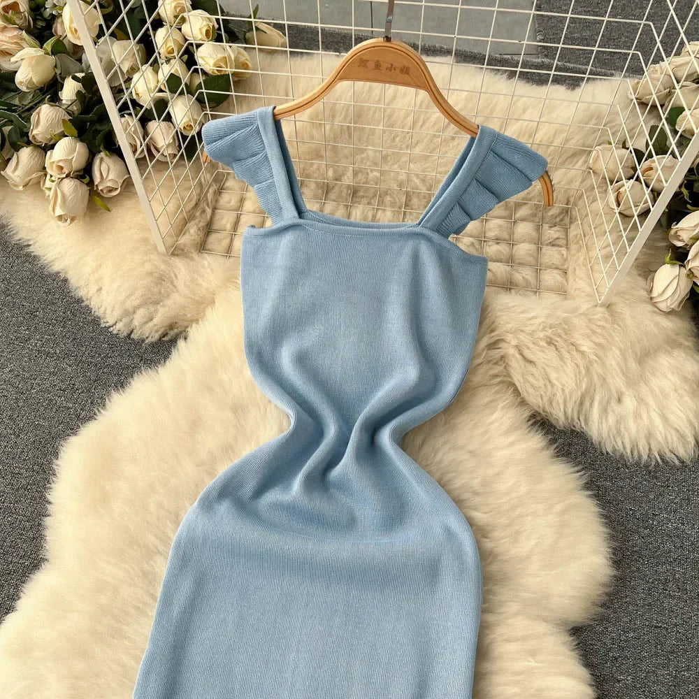 Sleeveless Wrap Midi Dress Hollow Split For Summer Beach