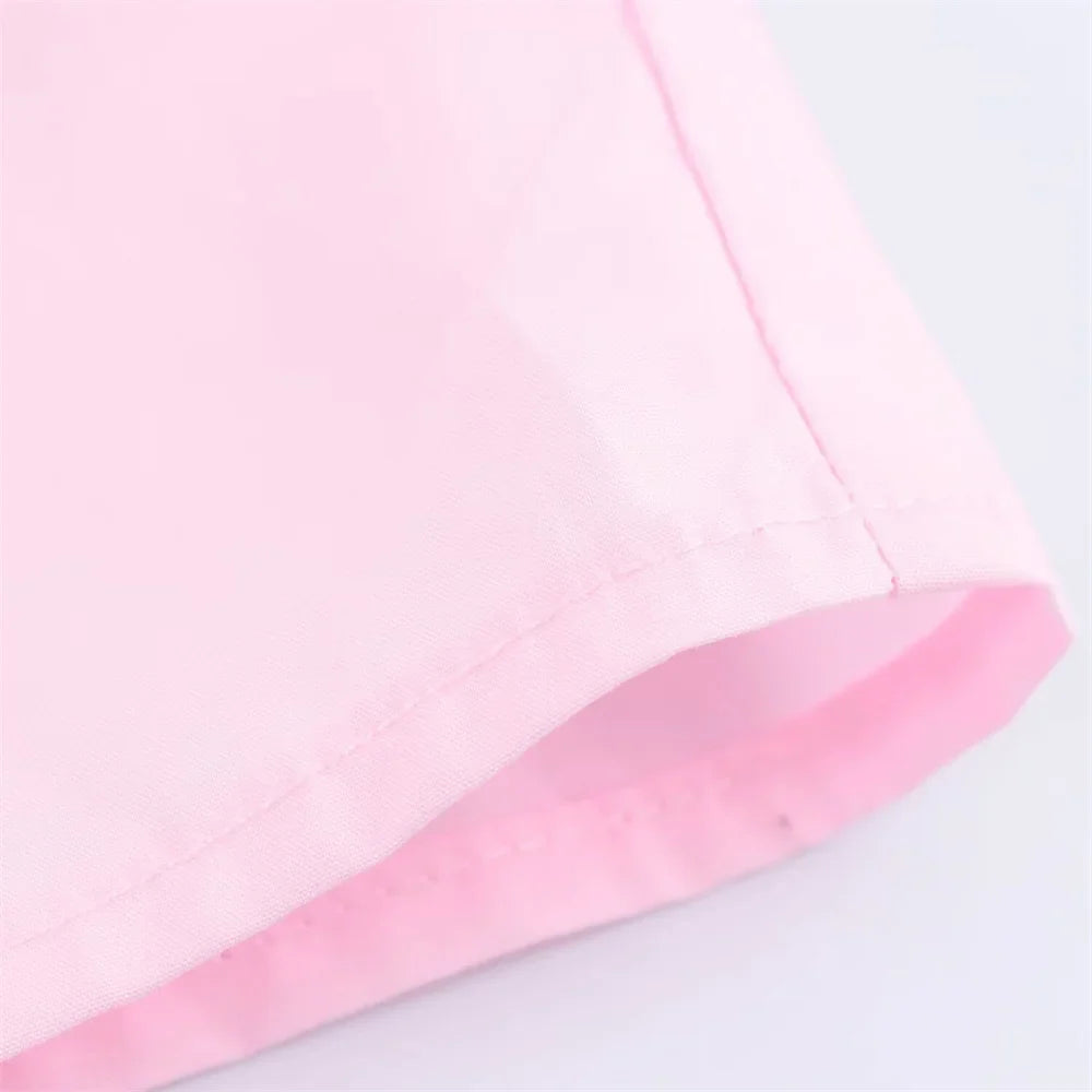 Women's Poplin Short Sleeve Shirt with Elegant Collar Buckle Detail Casual Lightweight Top for Spring and Summer