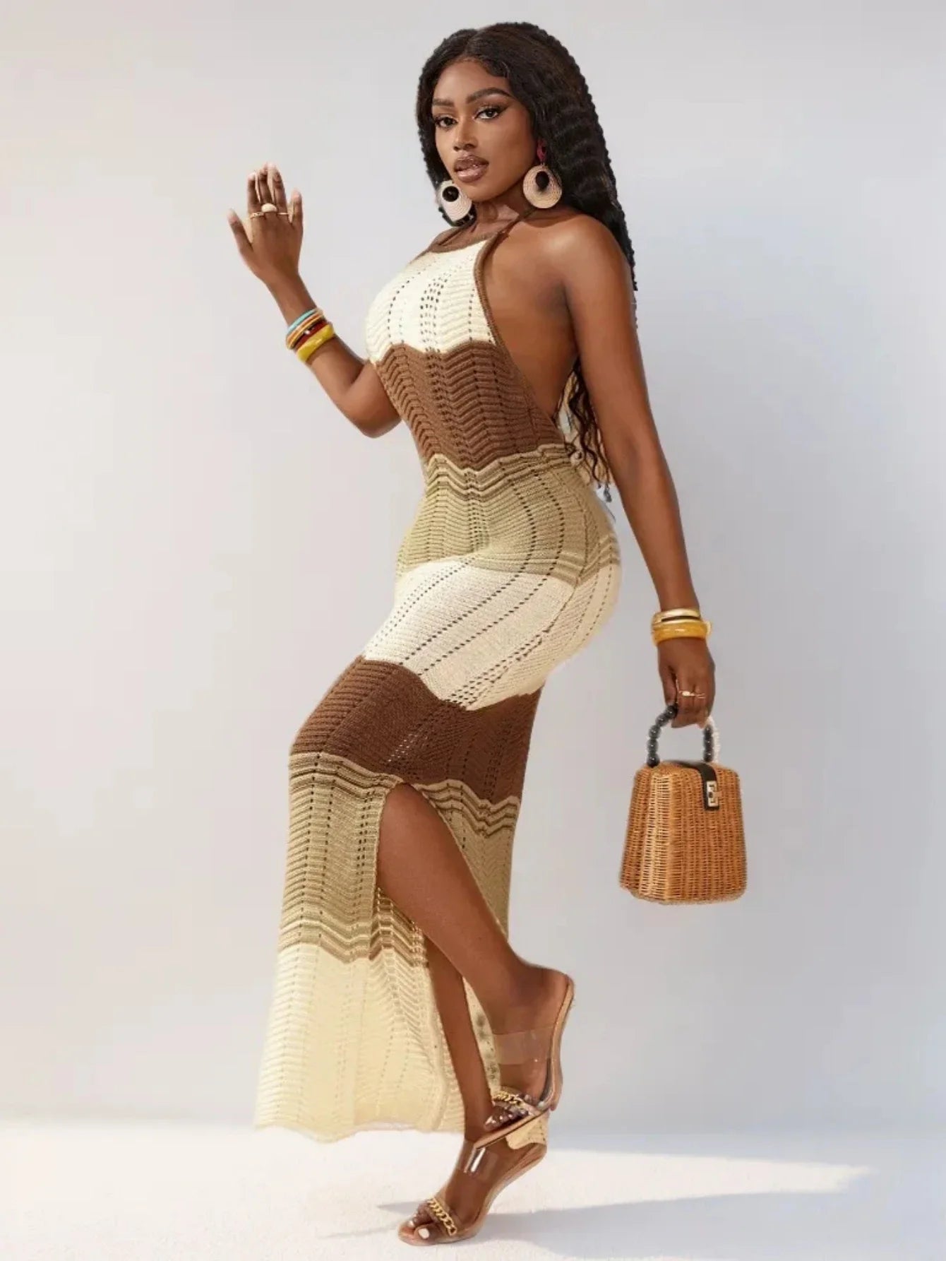 Summer Knit Dress for Women Seaside Beach Vacation Style