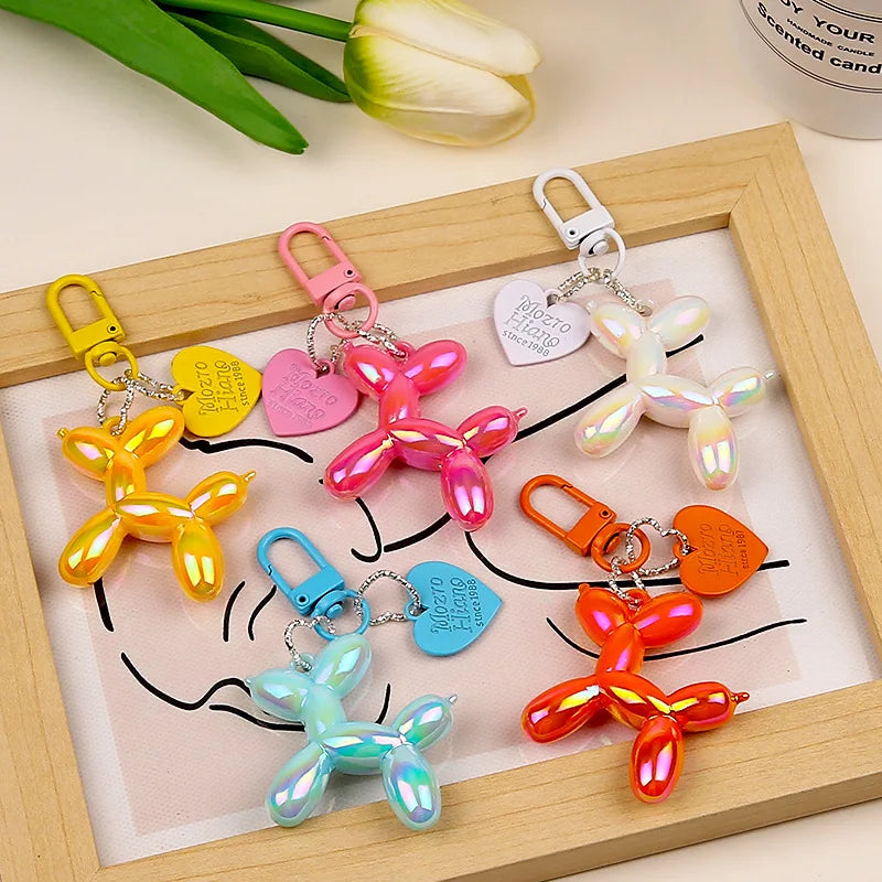 Cute Y2K Acrylic Cartoon Balloon Dog Keychain for Women Bag Pendant and Car Accessory