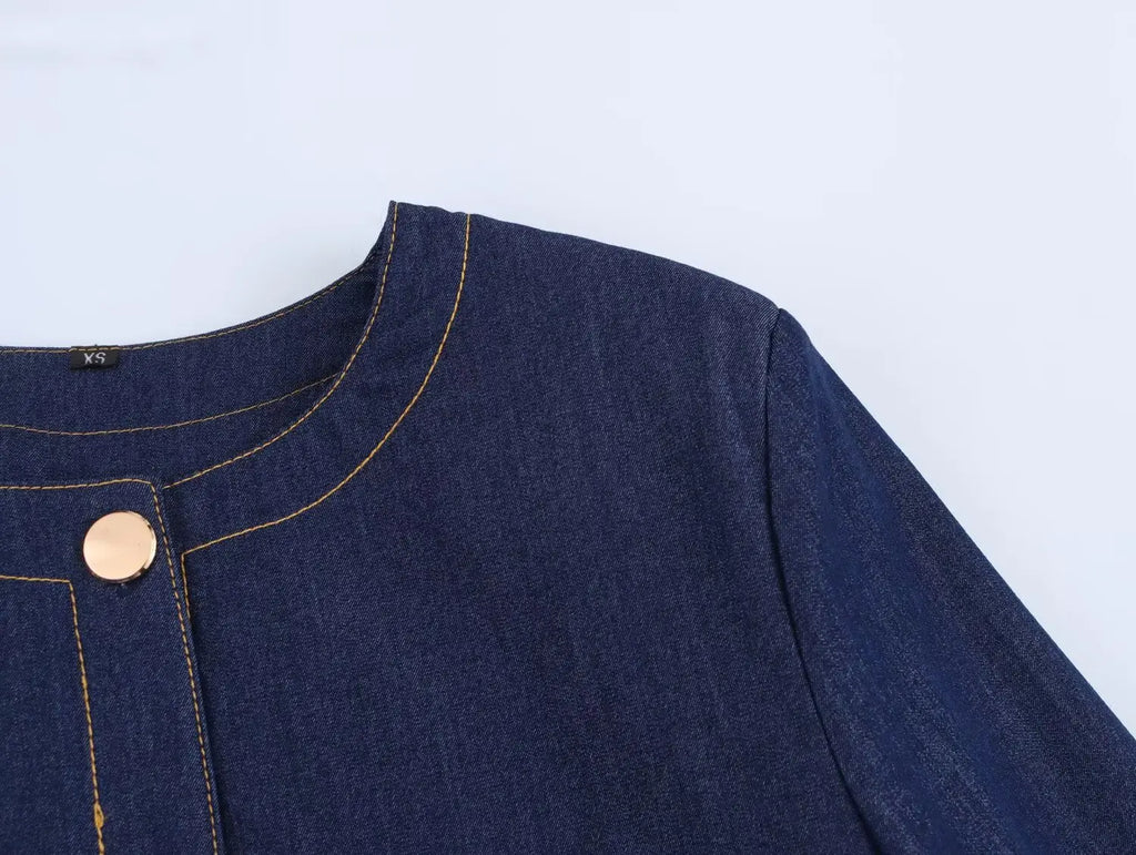 Women Fashion Denim Jacket and Jeans Set with Pockets Stylish Two Piece Outfit